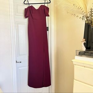Lulu's Burgundy Off-Shoulder Maxi Dress
